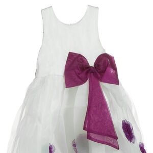 NEW Little Girls Ruffled Tulle Bow White Party Flower Girl Wedding Holiday Dress